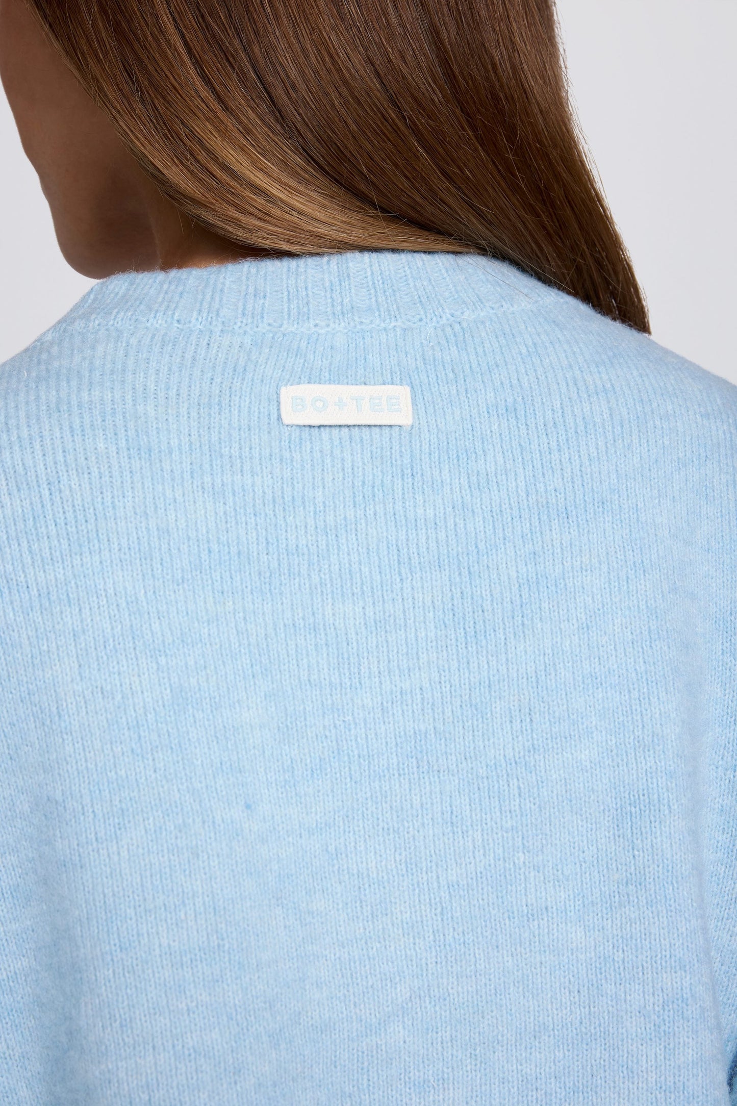 Knit Cropped Cardigan in Powder Blue